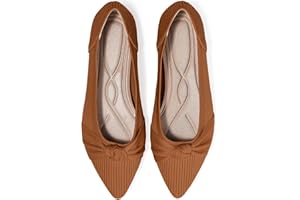 TINGRISE Women's Flats Shoes Comfortable Dressy Pointed Toe Knit Washable Ballet Flat