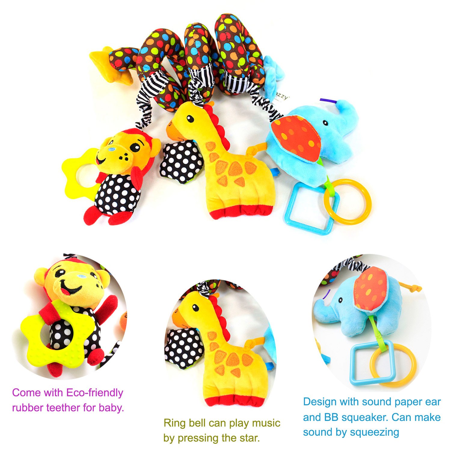 Hanging Toys for Car Seat Crib Mobile, willway Infant Baby Spiral Plush Toys for Crib Bed Stroller Car Seat Bar : Baby