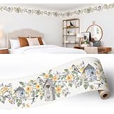 Wallpaper Border Peel and Stick, Green Yellow Flowers Birdhouse, 15ft x 7in