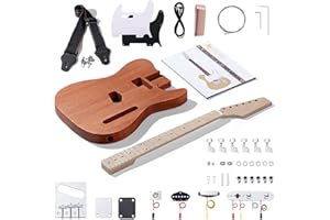 Leo Jaymz DIY TL Style Electric Guitar Kits with Mahogany Body and Maple Neck - Maple Fingerboard and All Components Included
