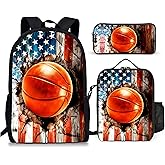 3PCS Basketball Backpack for Boys Girls Teens, School Backpack with Lunch Box Pencil Case for Elementary Middle High Students, 17 Inch Lightweight Bookpack 3 in 1 Set Back to Shool Gifts for Kids