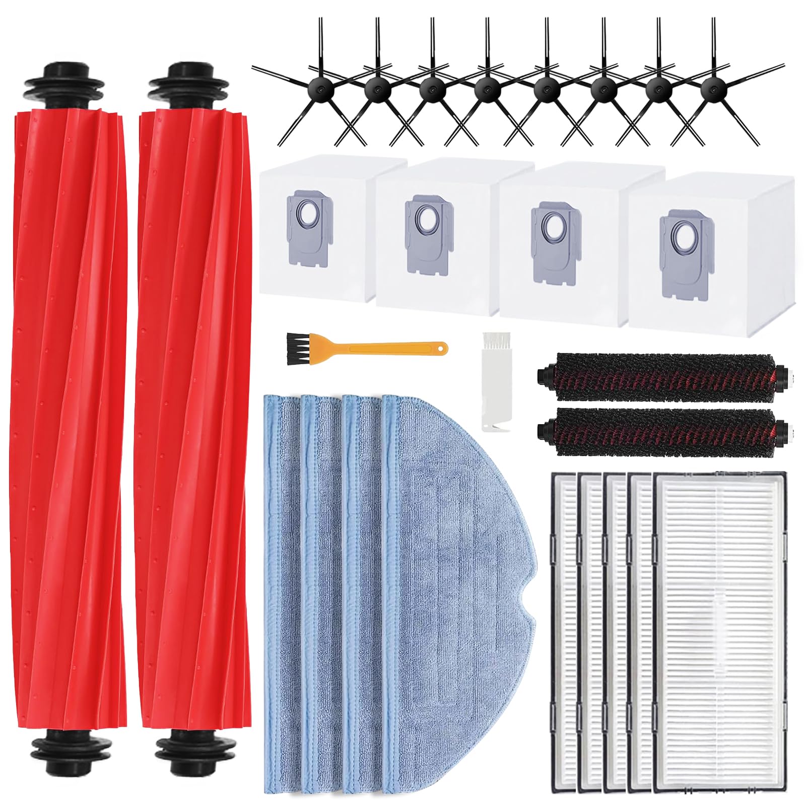 Photo 1 of Geborn Accessories for Roborock S7 MaxV Ultra / S7 Pro Ultra Vacuum Cleaner - Replacement Parts Inc. 2 Roller Brush, 2 Self-Cleaning Brush, 5 Filters, 8 Side Brushes, 4 Mopping Cloths, 4 Dust Bags