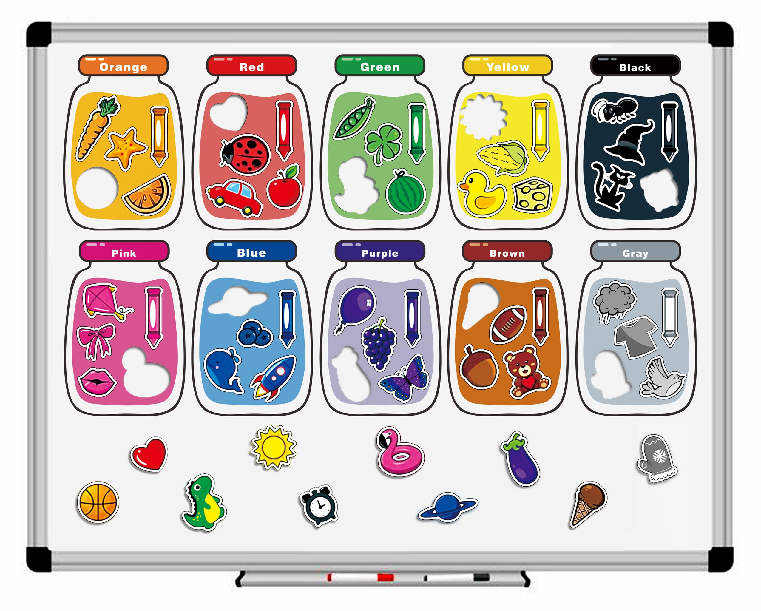 Photo 1 of 10 Pieces Magnetic Color Recognition Sorting Set, Educational Magnets for Refrigerator Whiteboard, Fine Motor Skills Toys for Boys Girls 3 4 5 Years Old