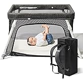 Guava Lotus Travel Crib with Lightweight Backpack Design | Certified Baby Safe Portable Crib | Folding Play Yard with Comfy M