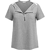 Deyeek Chemo Shirts for Port Access Women 2 Side Snap Short Sleeve Shoulder Surgery Rotator Cuff Dialysis Recovery Shirts