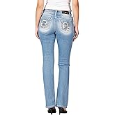 Miss Me Women's Pop Through Mid-Rise Bootcut Jeans