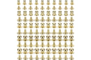 uxcell 4/5/6/7/8mm Ball Head Stud Rivets Screw Back, 50Pack Round Head Button Nipple Rivet for DIY Leather Craft Handbag Belt