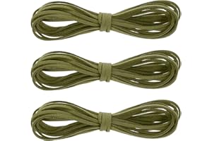 uxcell 3Pcs Faux Suede Leather String, 4.4 Yards 3mm Flat Suede Cord Thin Leather Lace for Jewelry Making Dream Catchers DIY Crafts, Army Green