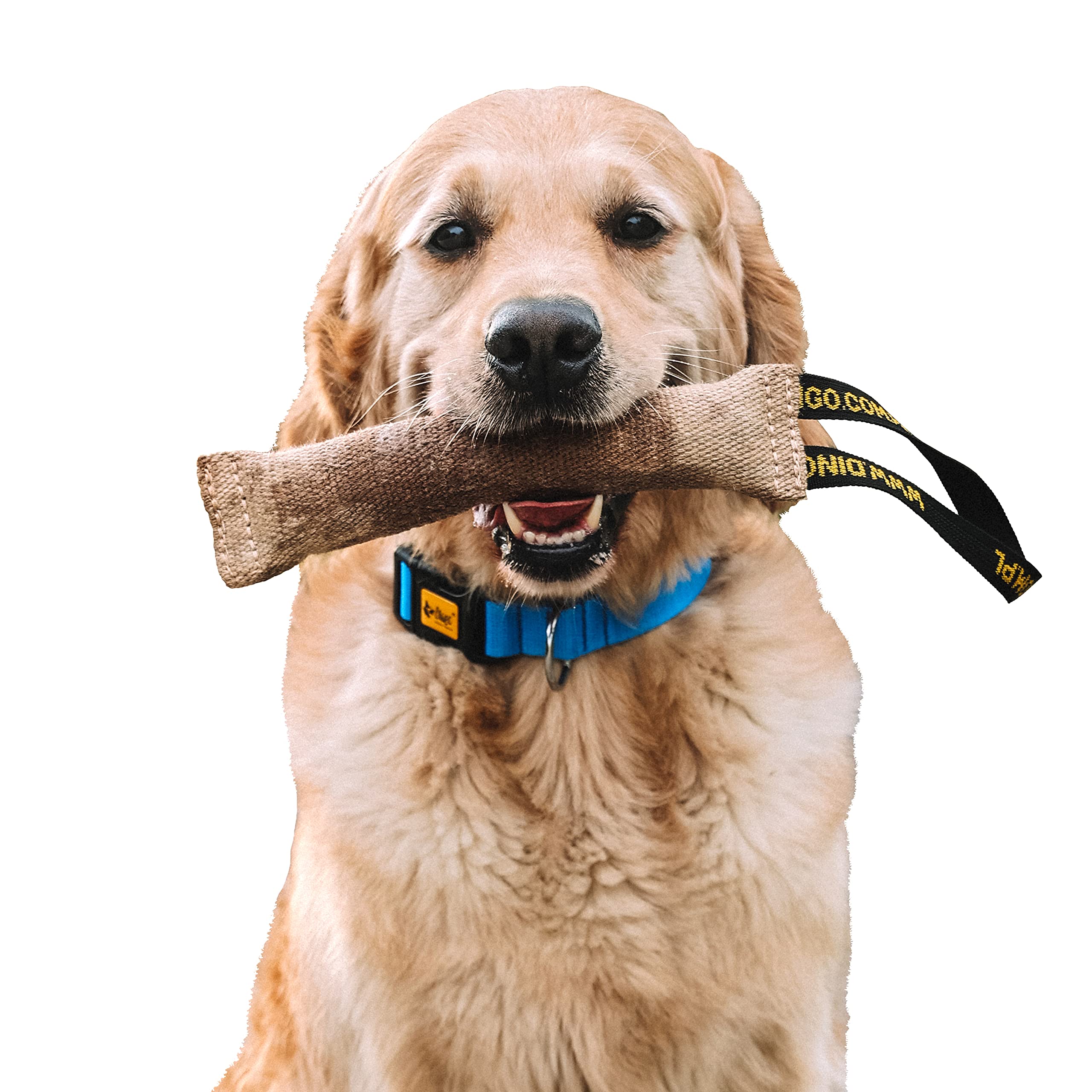 DINGO Jute Tug Toy Strong 1 Handle Pull Rope for Dog Training, Retrieve, Bite Work, Prey Drive, Tug of War, Fun, Handmade Dummy 40 cm Natural Colour (10545)