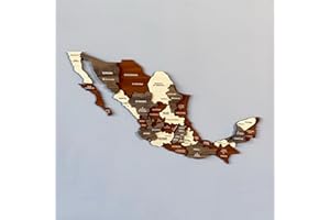 Colorfull Worlds Multilayered Wooden 3D Mexico Map, Gift for Mexican Friend, Mexico Wooden Wall Decor, Map for Traveller (40x25 cm | 15.7x9.8 inches)