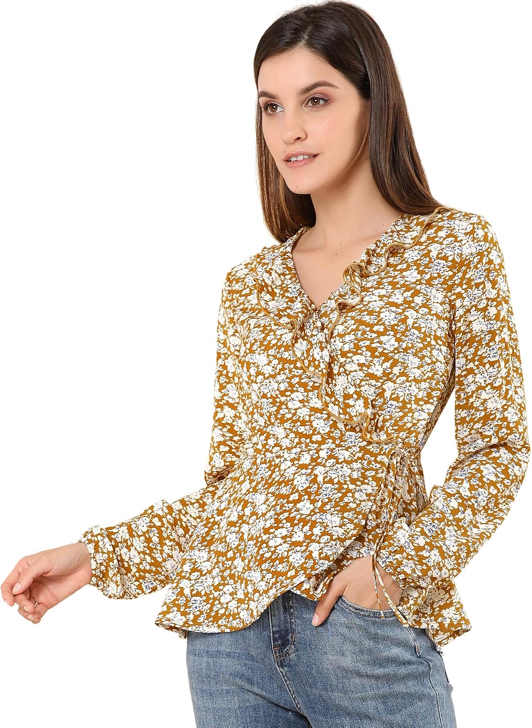 Blazer De Mujer Allegra K - Cuello Peplum, Cintura Con Lazo, Manga Larga, Para Oficina Y Trabajo