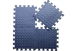 Coolcandy EVA Foam Play Mat, 16 Tiles Colorful Baby Play Mat, Square Kids Playmat with Solid Colored, 0.4" Thickened Interlocking Foam Floor Tiles, Puzzle Play Mat for Baby Lying, Playing (Navy Blue)