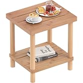 Outdoor Side Table with 2-Tier, Bamboo Small Patio Adirondack Tables | Natural Bamboo,Easy Assembly,Easy Maintenance,Weather Resistant,Indoor,Outdoor,Patio,Pool,Porch