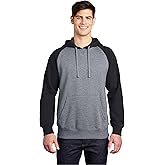 SPORT-TEK Unisex Raglan Colorblock Pullover Hooded Sweatshirt, Black/Vintage Heather, XX-Large