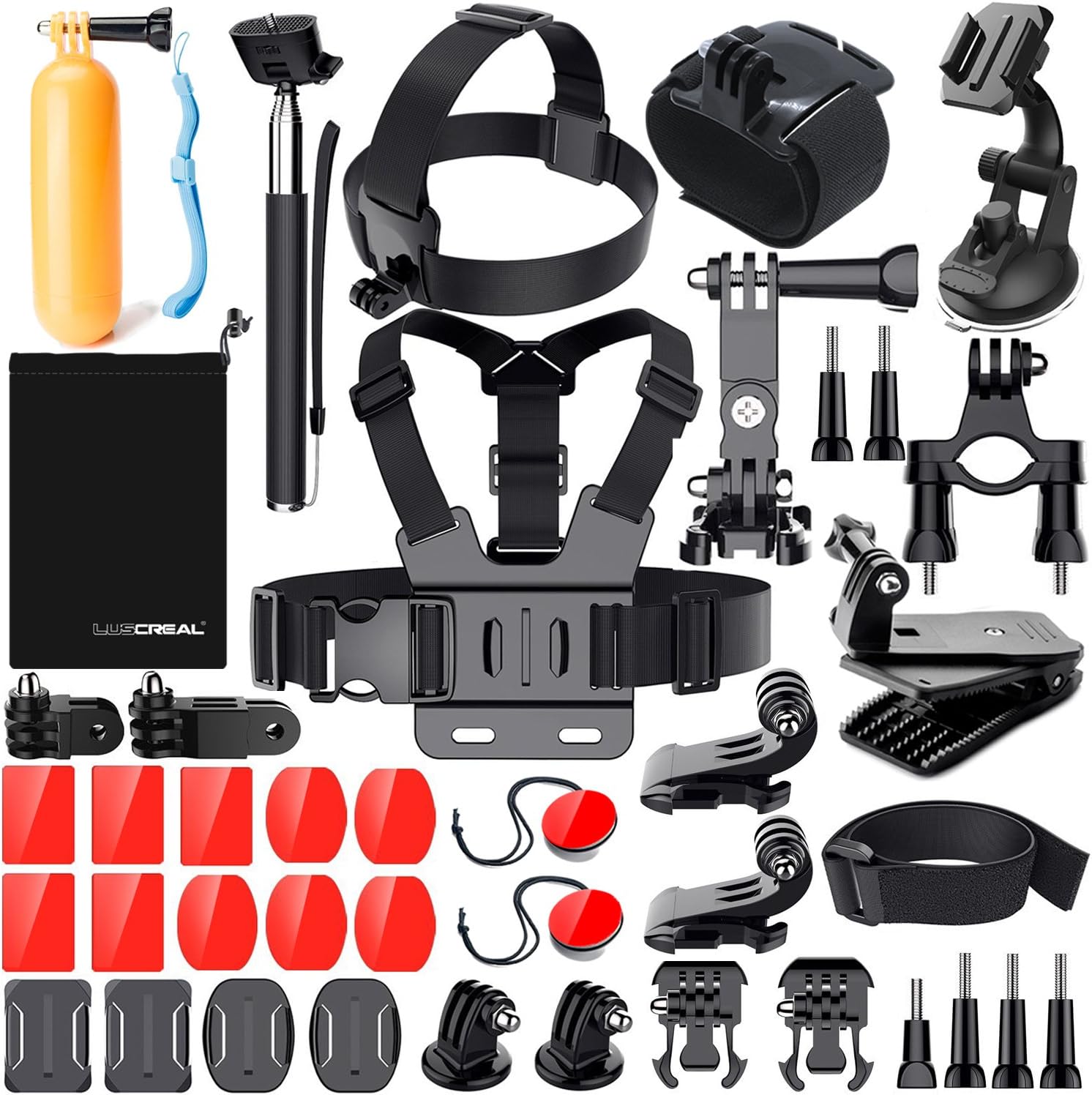 Accessories for GoPro Hero 7 6 5, Action Camera Accessories Kits for Go Pro Hero 2018 Hero Session 5 4 3 2 1 AKASO EK7000 Apeman and Most of Sports Camera by LUSCREAL.