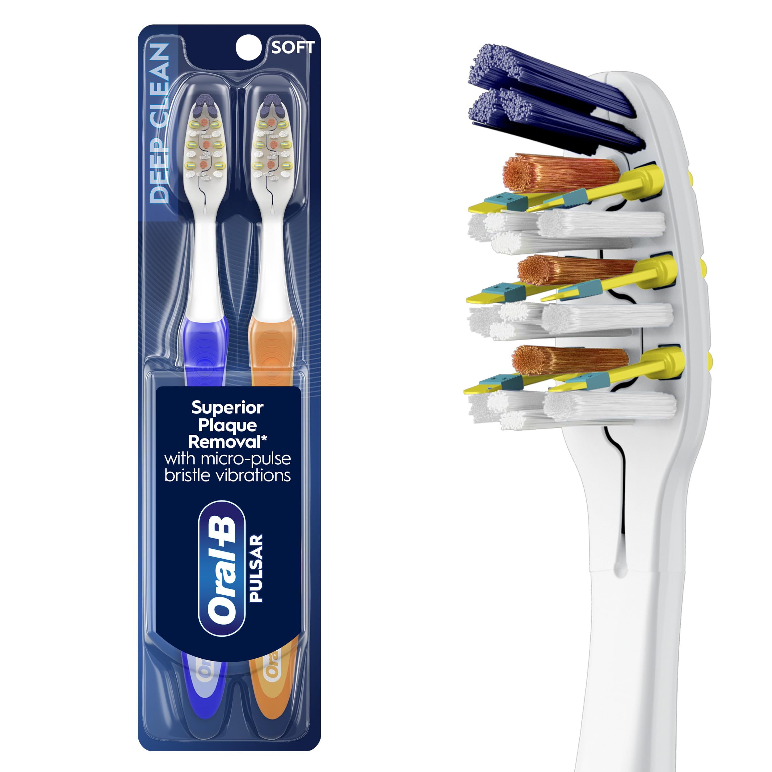 Oral-B Pulsar Soft Bristle Toothbrush Twin Pack (Colors May Vary)