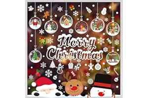IMISHM Christmas Window Clings Cute Christmas Window Stickers Christmas Window Decals Christmas Window Clings for Glass Christmas Santa Snowman Snow Window Decorations for Home School Office…
