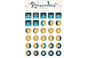 WhatSign Ramadan Calendar Ramadan Advent Calendar Window Page Ramadan Calendar for Kids Ramadan Countdown Calendar Poster Ramadan Activities Gifts for Kids Eid Mubarak Ramadan Decorations for Home