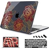 Mektron Designed for 2025/2024/2023 MacBook Air 15 INCH M4 A3241 /M3 A3114 /M2 A2941 Case, Printed Plastic Hard Shell Cover with 15.3" Liquid Retina Display Touch ID, Golden Rose