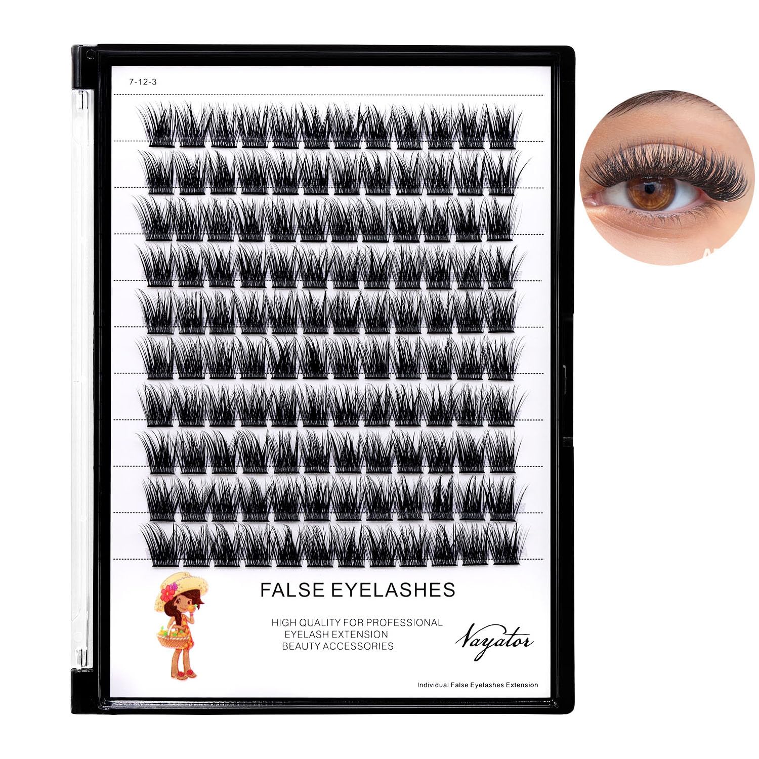 Photo 1 of ?VAYATOR 4 Styles Wide Cluster D Curl 8-20mm Professional Makeup Individual Cluster Eyelashes Grafting Fake False Eyelashes Eyelash Extension Individual Eyelash (8mm)