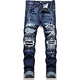 AITITIA Men's Ripped Regular Fit Stretch Jeans