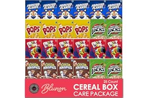 BLUNON Mini Cereal Boxes Variety Pack - Single Serve Breakfast Cereal Assortment - Care Package Gift Box (25 Count)