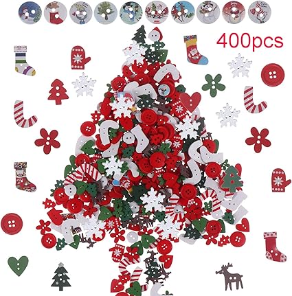 Download Amazon Com 400 Pieces Christmas Wooden Buttons Mixed Wood Sewing Buttons With Christmas Pattern And Colors Art Craft Buttons For Handmade Project 3D SVG Files Ideas | SVG, Paper Crafts, SVG File