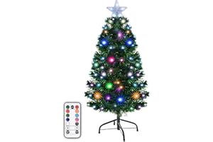 Holiday Essence Prelit Artificial Christmas Tree, 4 Foot Pine Xmas Tree with Multi Function Changing LED Multi Colored Lights and Star Tree with Remote, 120 Full Tips, Metal Stand