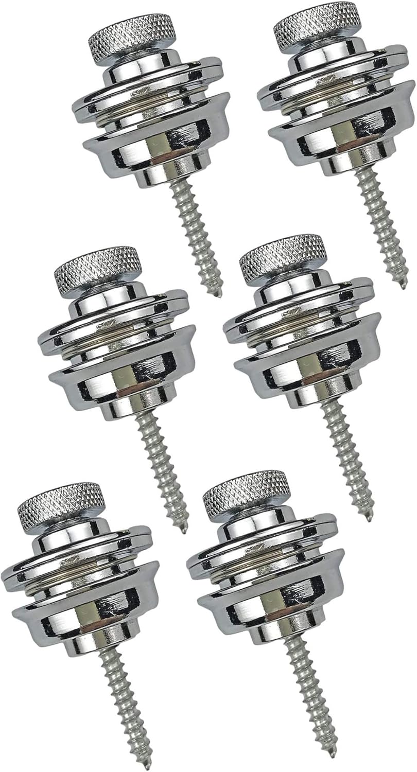 POFET 6pcs Guitar Strap Locks Guitar Strap Buttons Metal Straplocks Anti-stripping Quick Release Bass Locks with Mounting Screws for Electric Acoustic Guitar Replacement Silver