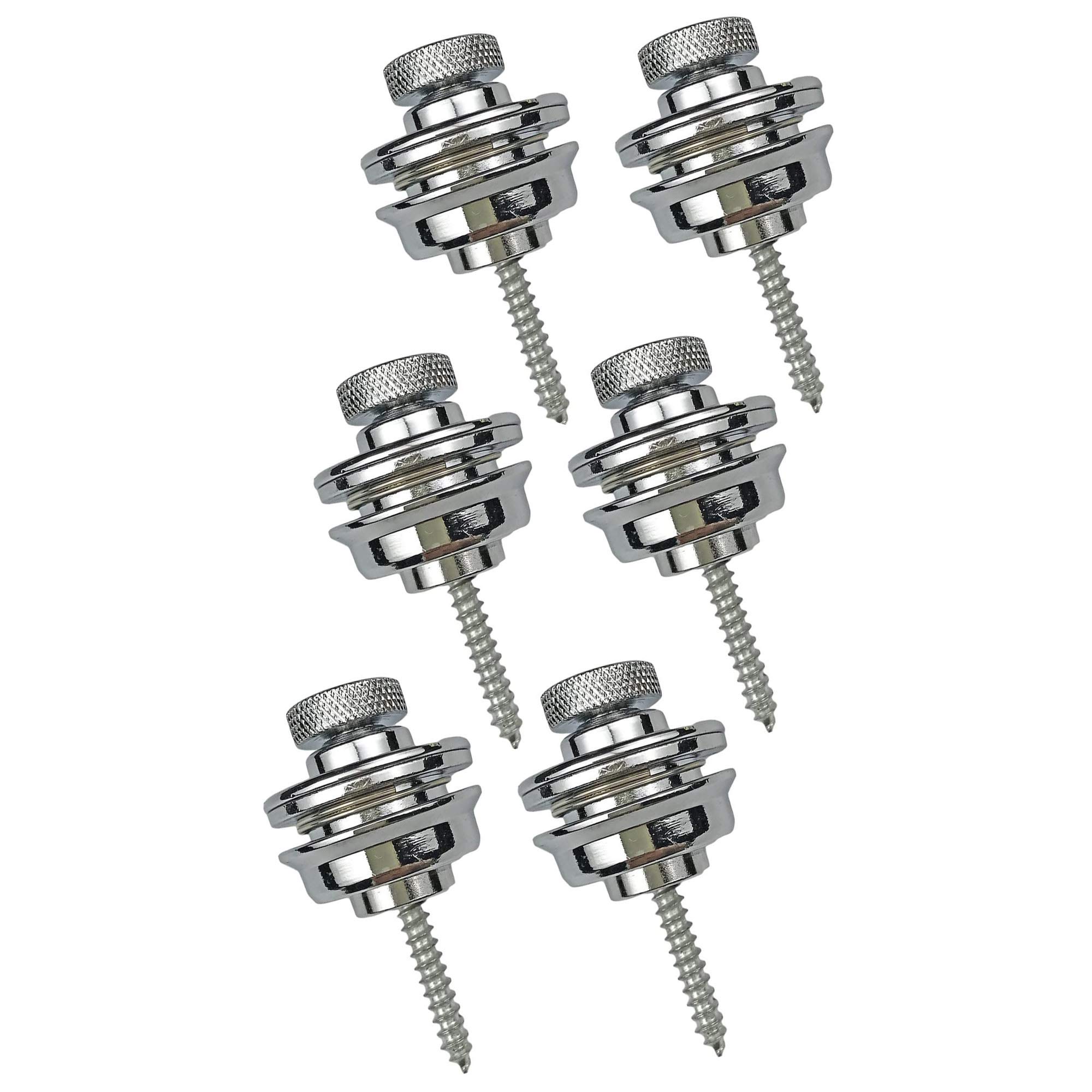 POFET 6pcs Guitar Strap Locks Guitar Strap Buttons Metal Straplocks Anti-stripping Quick Release Bass Locks with Mounting Screws for Electric Acoustic Guitar Replacement Silver