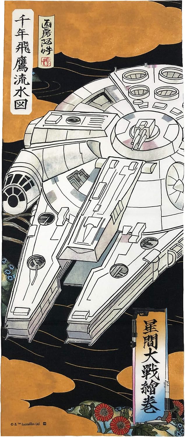 Amazon Co Jp 丸眞 手ぬぐい Star Wars ミレニアム ファルコン 浮世絵風 ミレニアム ファルコン 綿100 日本製 34 90cm ホーム キッチン