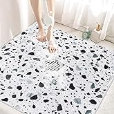 Anti Slip Shower Mats: 36×36 Inch Extra Large Non Slip Square Shower Mat with Drain Hole in Middle, Super Soft Loofah Shower Mats for Inside Shower Floor Mat, Quick Dry