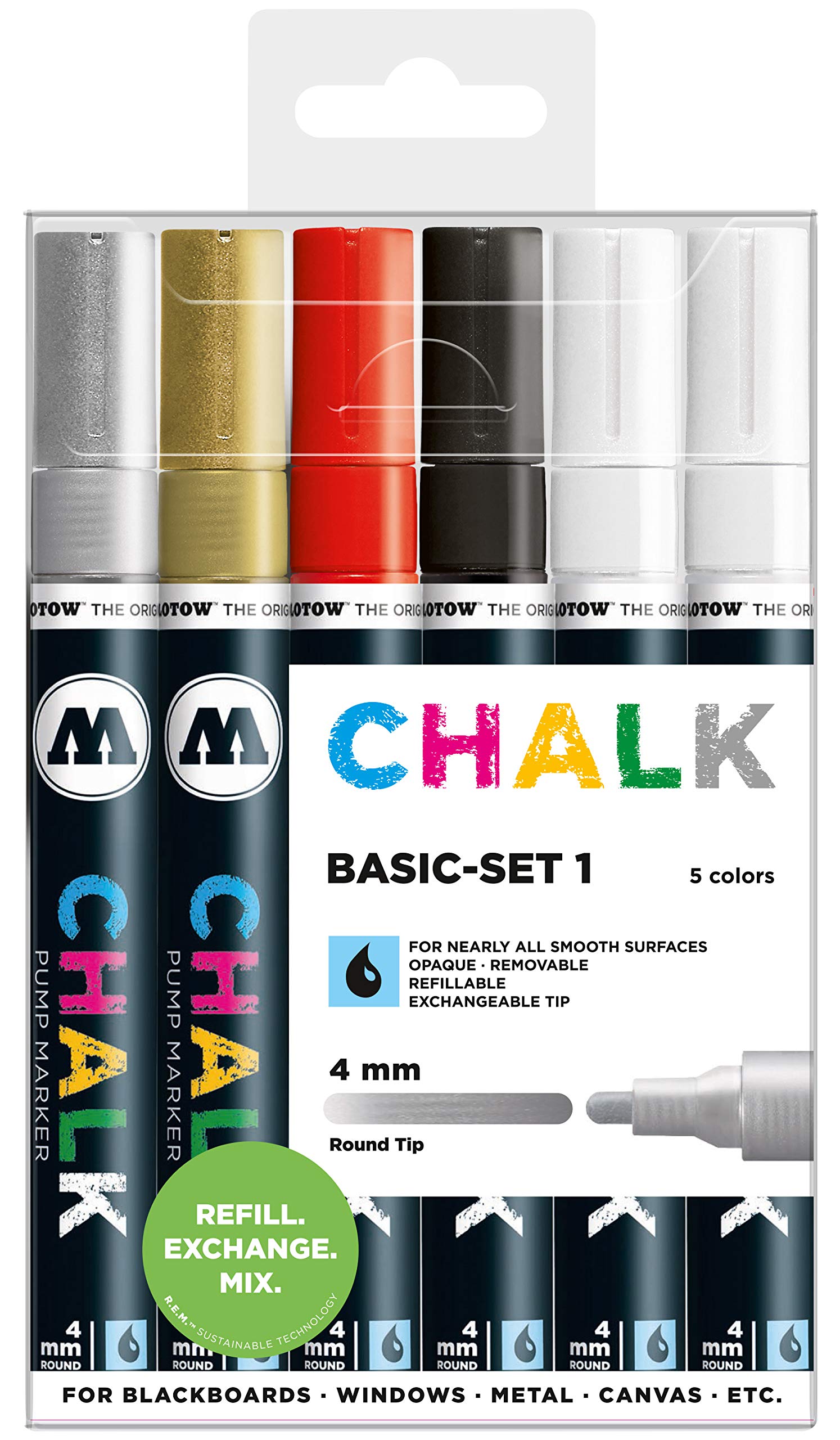 Molotow Chalk Window Marker 6 Pieces 4 mm Case Basic Set 1