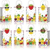 Kolldenn 24pcs Fruit Party Favors Bags Bulk with Handles | Summer Kawaii Tutti Frutti Gift Bags, Kraft Paper Goodie Bag, Sensory Tropical Theme, Dancing Fruit Birthday Party Supplies