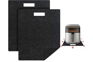 KIDOT 2 Pcs Heat Resistant Mat for Air Fryer, 12" x 14" Countertop Heat-resistant Protector Mat With Sliding Function, 360° Rotating Air Fryer Mat for Most Air fryer, Oven, Microwave, Stand Mixer