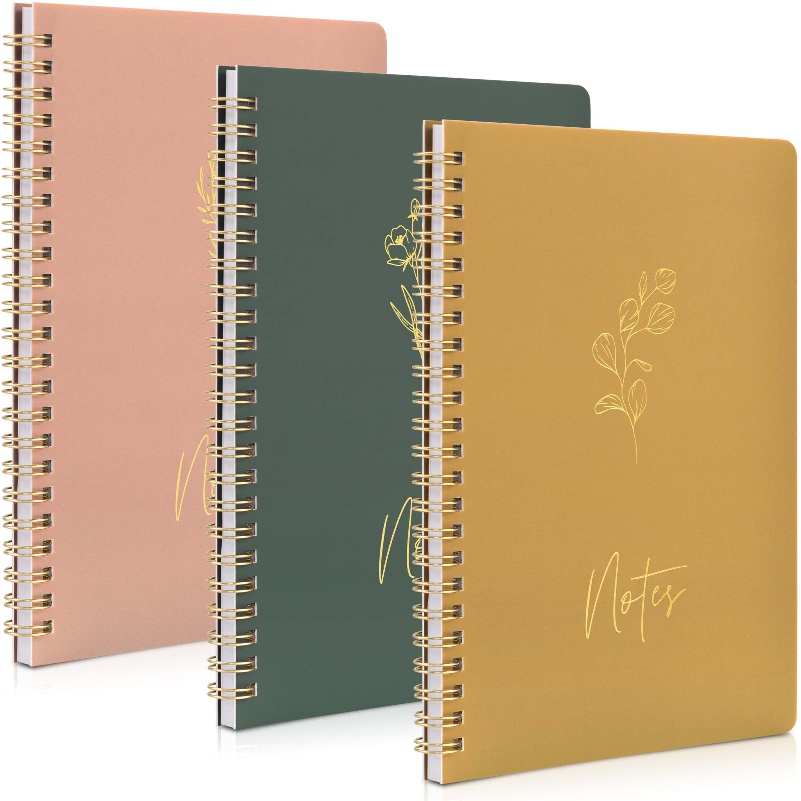 Photo 1 of ZICOTO Aesthetic Spiral Notebook Set of 3 - Cute 8x6 College Ruled Journals with Pockets - Perfect for Women to Stay Organized at Work or School