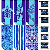 Yongoes 6 Pack Microfiber Lightweight Thin Beach Towel Sand Free Quick Dry Super Absorbent Large Towels for Swimming Pool Yoga Gym Travel Vacation Beach Accessories Essentials for Adults