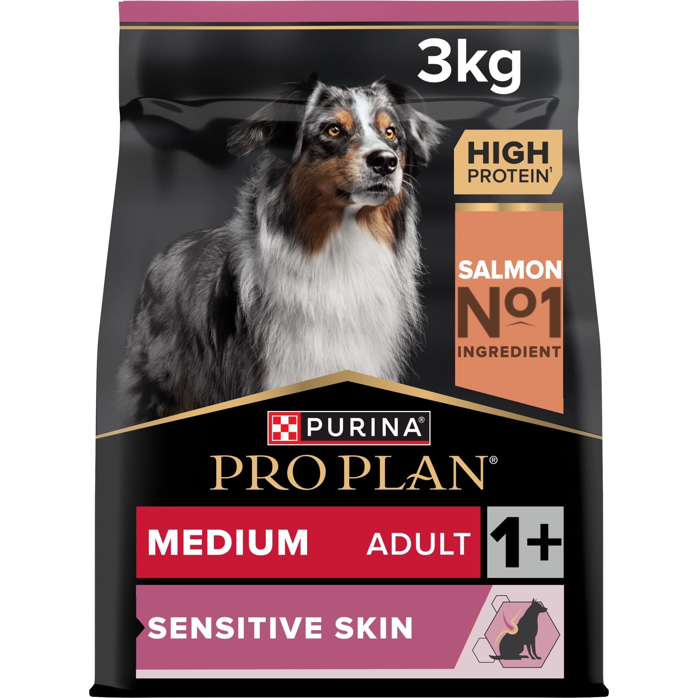PRO PLAN Medium Adult 1+ Sensitive Skin Salmon Dry Dog Food 3kg