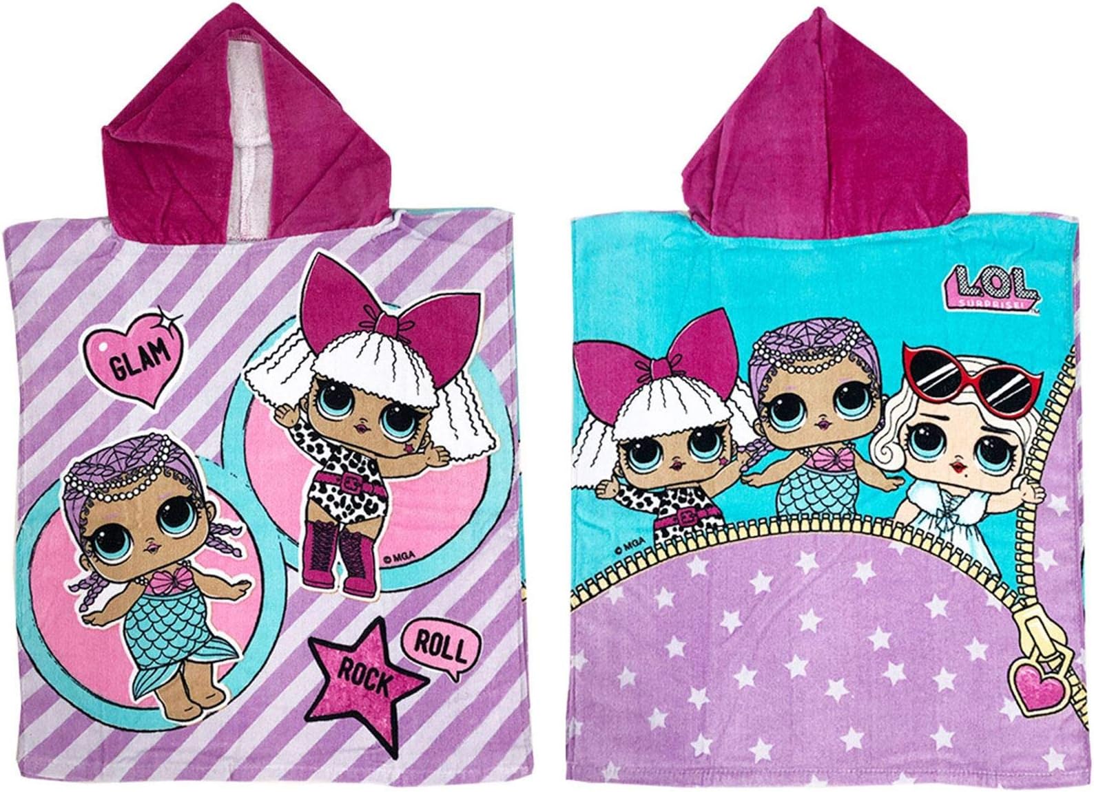 Kids Towel Reversible Poncho LOL Beach Hooded