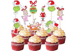 ZHUOWEISM 36 PCS Christmas Cupcake Toppers Assembled Double Sided Merry Christmas Cupcake Picks for Xmas Theme Baby Shower Girls Birthday Party Cake Decorations Supplies