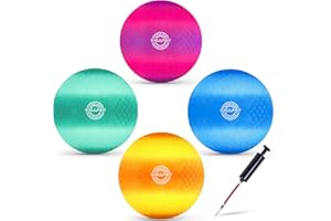 BALLFUN Rainbow Playground Balls - 8.5Inch, Dodge Balls for Kids and Adults, Kickballs Handballs for Indoor and Outdoor Schoolyard Games, Four Square Balls with Hand Pump
