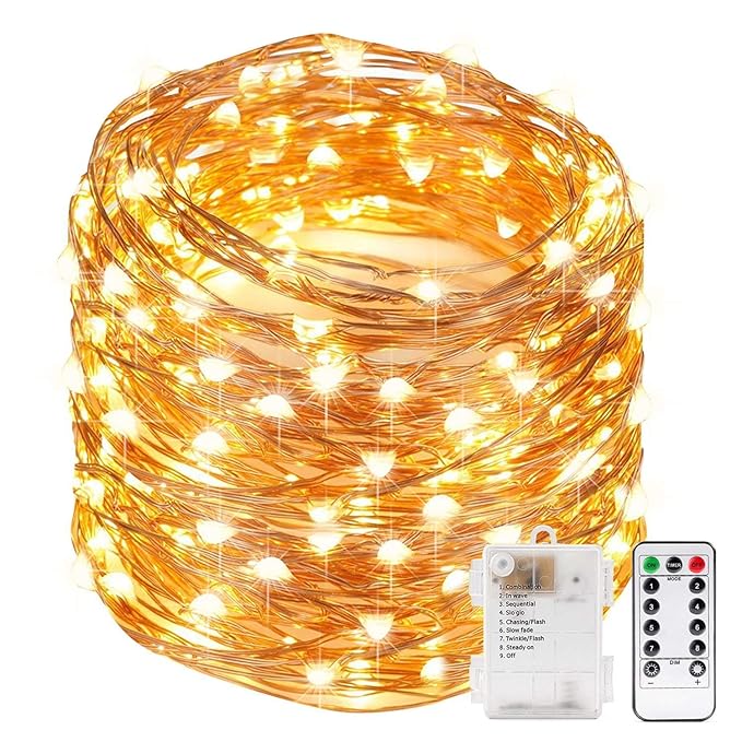 Chronos Battery Powered Remote Control Water Resistant LED Fairy Copper String Lights (100m - 100 LEDs)