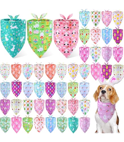 Sanwuta 180 Pcs Easter Dog Bandanas Bulk Spring Dog Scarf