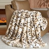 Luxury Fluffy Faux Fur Throw Blanket,Thick Fluffy Silky Fuzzy Cozy Blanket,Plush Blankets for Couch, Sofa, Chair, Bed-Leopard Print,50x60 Inches