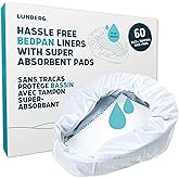 Lunderg Bedpan Liners with Super Absorbent Pads - Value Pack 60 Count - Universal Fit - Bed Pans for Females, Elderly Men and