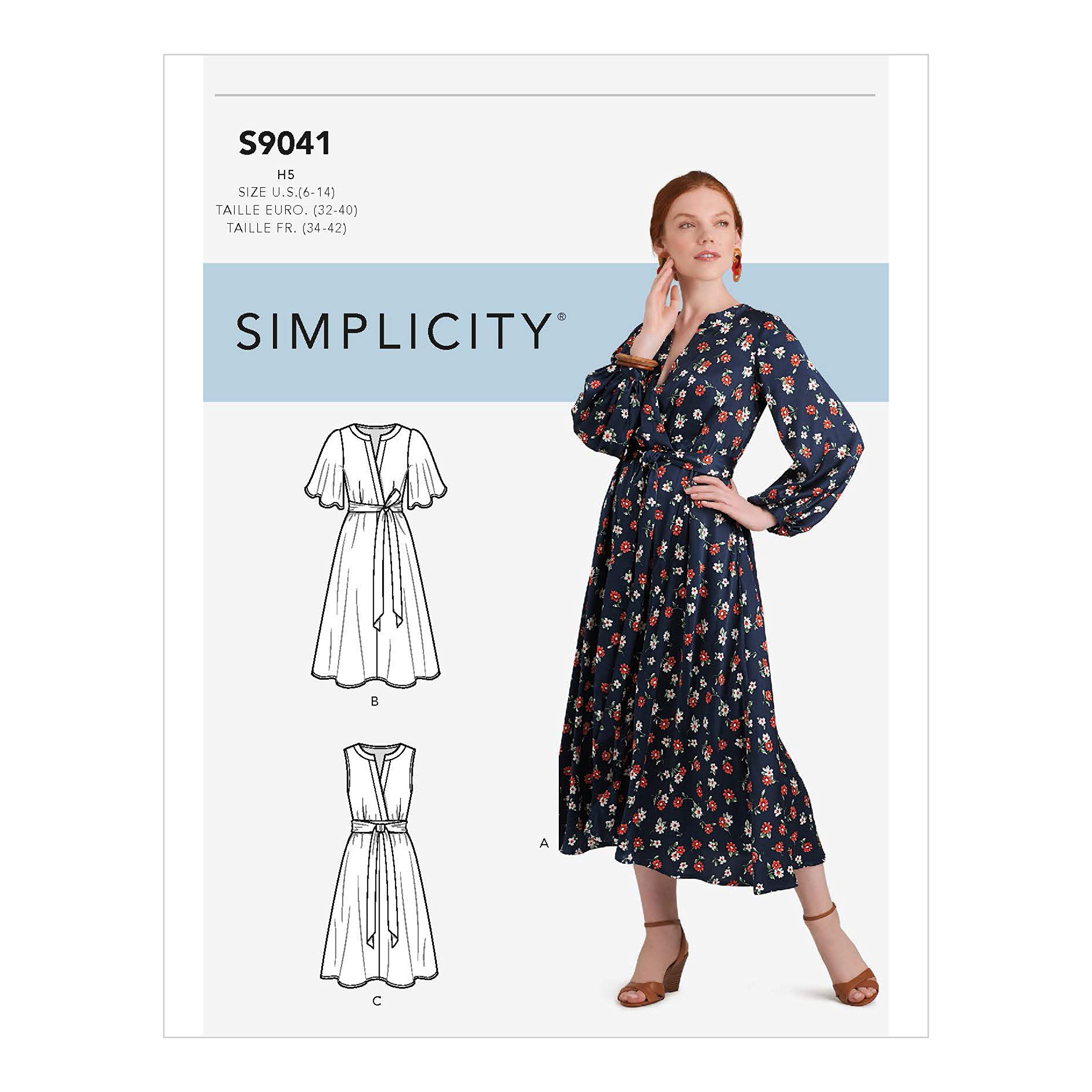 SIMPLICITY Sewing Pattern S9041U5 Misses' Front Tie Dress in Three Lengths, Paper, Various Colours, U5 (16-18-20-22-24)