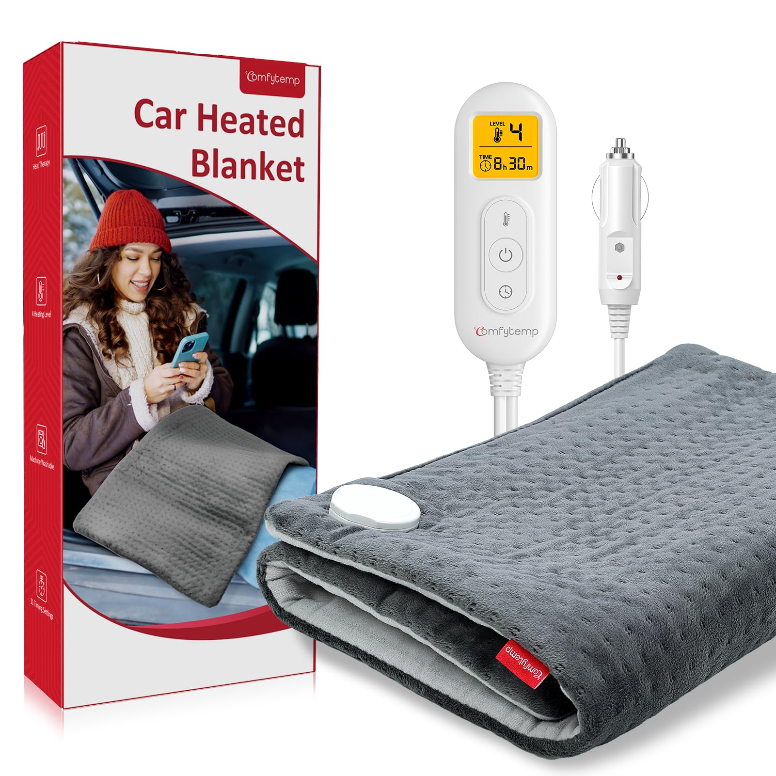 Photo 1 of *doesnt heat* Comfytemp 12V/24V Car Electric Blanket for Back Soothing 17" x 33", 4 Heat Settings, 11 Auto-Off, Portable Mini Travel Blanket for Shoulders Neck Hip, Truck, SUV, Washable for Driver Men Women Winter