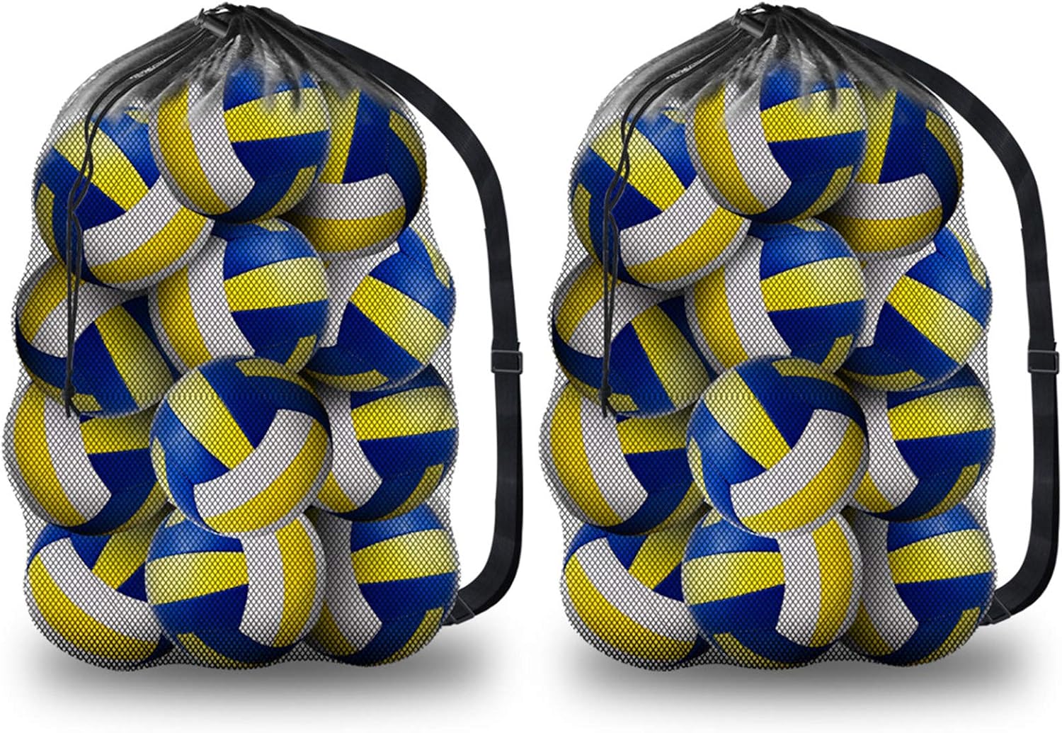 BROTOU 2 Pack Extra Large Sports Ball Bag Mesh Socce Ball Bag Heavy Duty Drawstring Bags Team Work for Holding Basketball, Volleyball, Baseball, Swimming Gear with Shoulder Strap (30” x 40”)