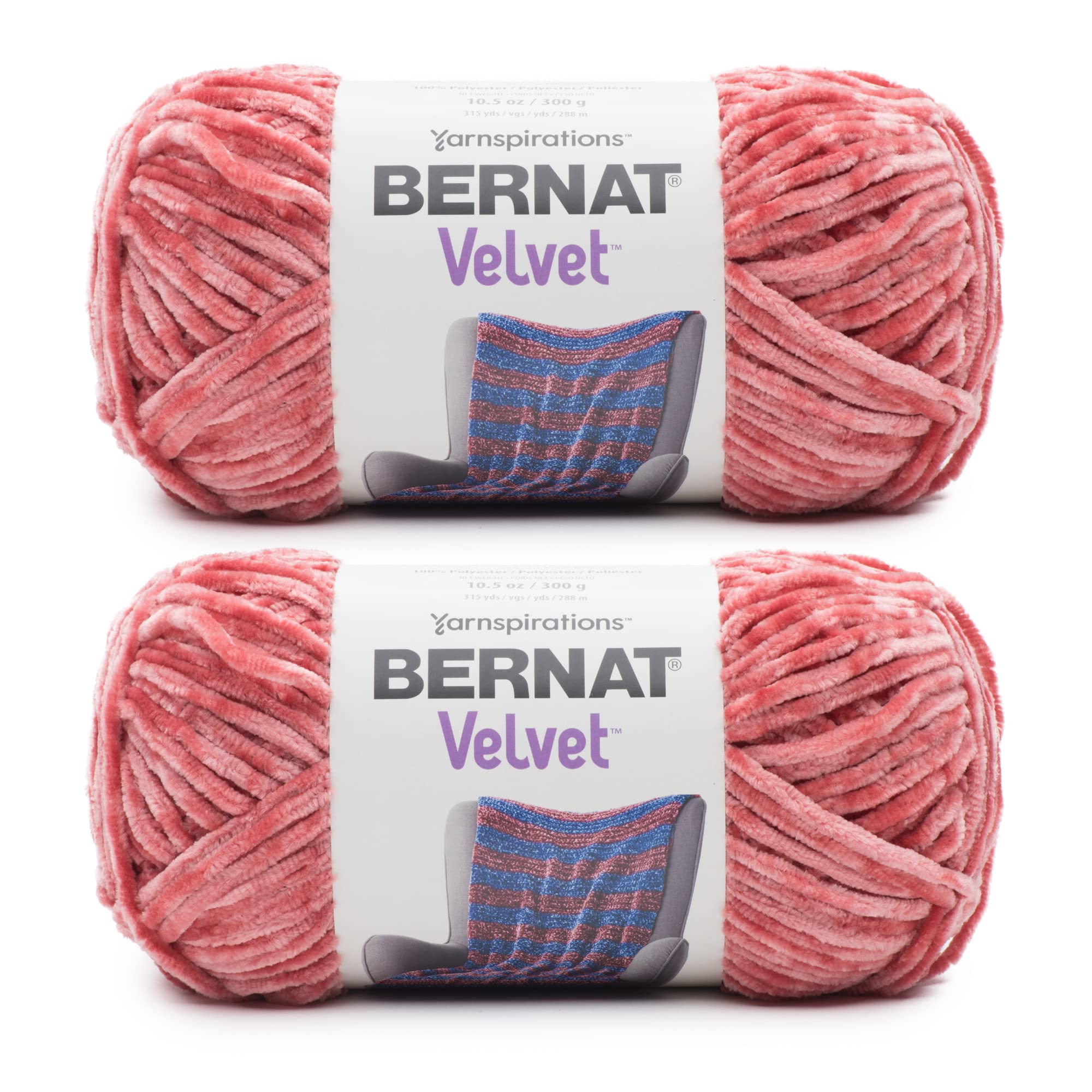 Bernat Velvet Terracotta Rose Yarn - 2 Pack of 300g/10.5oz - Polyester - 5 Bulky - 315 Yards - Knitting/Crochet