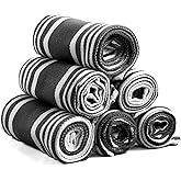 Ashton Sheets American Stripe Kitchen Towels 100% Cotton Pack of 6, Highly Absorbent Quick Drying, Soft Cotton Dish Towels 20x30 Inch for Kitchen with Hanging Loop - Black and White Tea Towel
